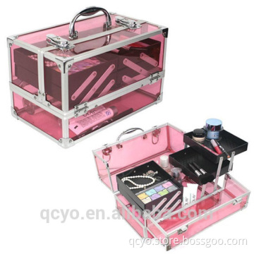 red luxury acrylic Make up box with drawer